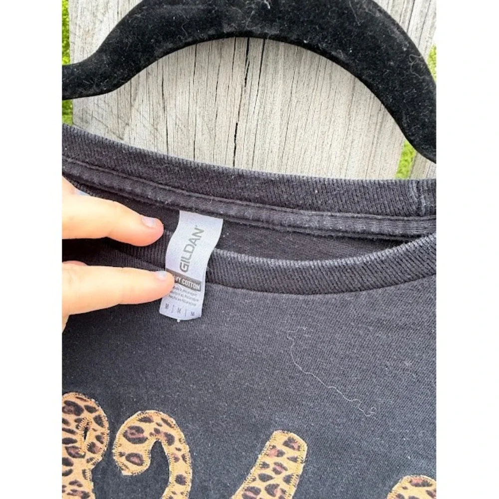 Gildan‎ Kentucky KY Leopard Print Graphic Long Sleeve T-Shirt Black Medium